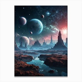 Space Landscape With Planets Canvas Print