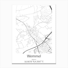 Wemmel,Belgium Minimalist Map Canvas Print