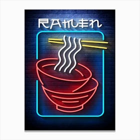 Ramen, noodle — Neon food sign, Food kitchen poster, photo art Canvas Print