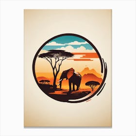 African Elephant In The Sunset Canvas Print