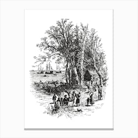 People In The Woods William Morris Illustration Canvas Print