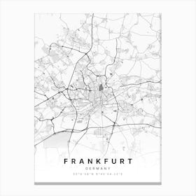 Frankfurt Germany USA White Map Canvas Print