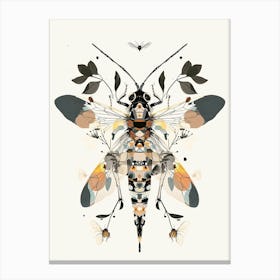 Colourful Insect Illustration Hornet 3 Canvas Print