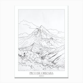 Pico De Orizaba Mexico Line Drawing 3 Poster Canvas Print