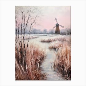 Dreamy Winter Painting The Broads England 3 Canvas Print