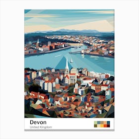 Devon, United Kingdom, Geometric Illustration 3 Poster Canvas Print