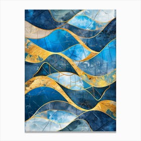 Blue And Gold Abstract Painting 13 Canvas Print