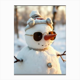 Snowman In Sunglasses Canvas Print