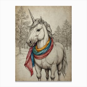 Unicorn With Scarf Canvas Print