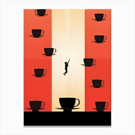 Man Jumping Into A Cup Of Coffee Canvas Print