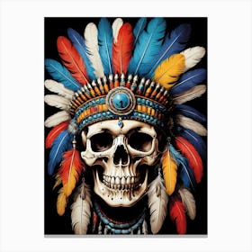 Skull Indian Headdress (31) Canvas Print