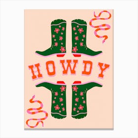 Howdy Green Boots Canvas Print