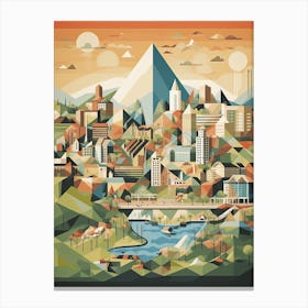 Glasgow, United Kingdom, Geometric Illustration 4 Canvas Print