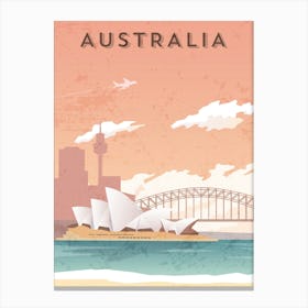 Australia, Sydney — Retro travel minimalist poster Canvas Print