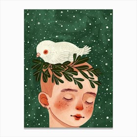 Dove On Head 1 Canvas Print