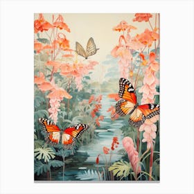 Butterfly By The River Japanese Style Painting 3 Canvas Print