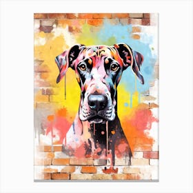 Aesthetic Great Dane Dog Puppy Brick Wall Graffiti Artwork Canvas Print