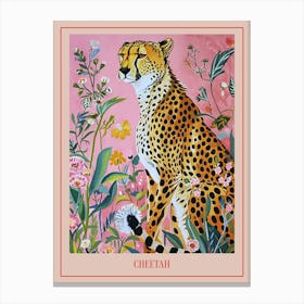 Floral Animal Painting Cheetah 2 Poster Canvas Print