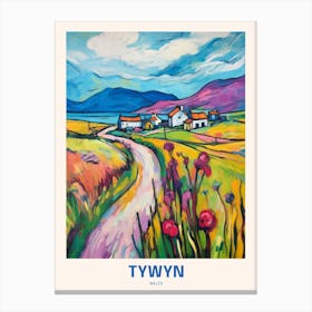 Tywyn Wales 7 Uk Travel Poster Canvas Print