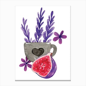 Lavender And Fig Watercolor Illustration Canvas Print