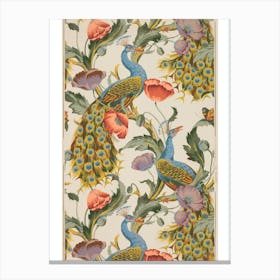 Peacocks And Flowers art art nouveau print Canvas Print