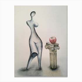 Woman And An Apple Canvas Print