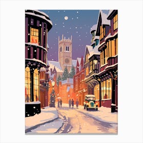 Winter Travel Night Illustration Stratford Upon Avon United Kingdom 2 Canvas Print