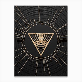 Geometric Glyph Symbol in Gold with Radial Array Lines on Dark Gray n.0057 Canvas Print