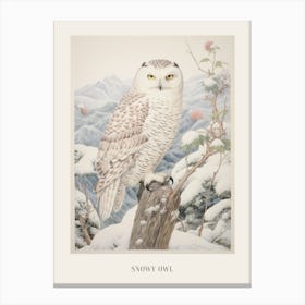Vintage Bird Drawing Snowy Owl 1 Poster Canvas Print