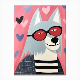 Little Arctic Wolf Wearing Sunglasses Canvas Print