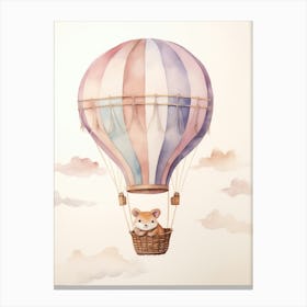 Baby Hedgehog 1 In A Hot Air Balloon Canvas Print