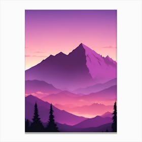 Misty Mountains Vertical Composition In Purple Tone 26 Canvas Print