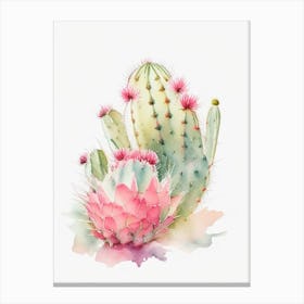 Strawberry Cactus Pastel Watercolour Canvas Print