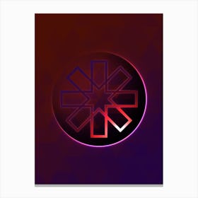 Geometric Neon Glyph on Jewel Tone Triangle Pattern 205 Canvas Print