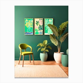 Green Living Room 1 Canvas Print