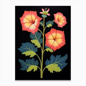 Hollyhock 4 Hilma Af Klint Inspired Flower Illustration Canvas Print