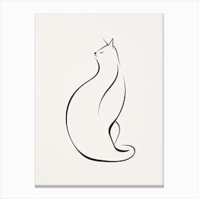 Black And White Ink Cat Line Drawing 6 Canvas Print