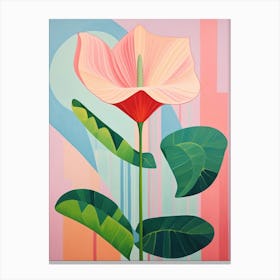 Flamingo Flower Anthurium 4 Hilma Af Klint Inspired Pastel Flower Painting Canvas Print