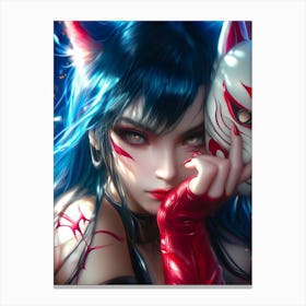 Anime Girl With Cat Mask 1 Canvas Print