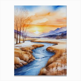 Watercolor Of A River 2 Canvas Print