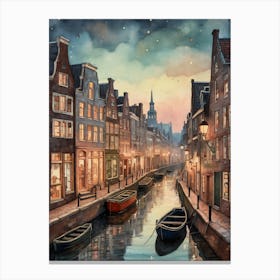 Canal Belt Amsterdam Vintage Painting (18) Canvas Print