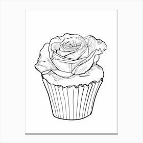 Rose Cupcake Line Drawing 1 Canvas Print