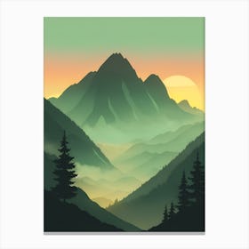 Misty Mountains Vertical Composition In Green Tone 52 Canvas Print