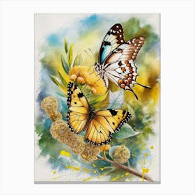 Butterflies On A Branch Canvas Print