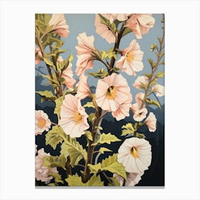 Hollyhock 4 Flower Painting Canvas Print