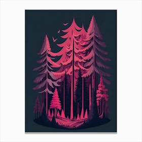 A Fantasy Forest At Night In Red Theme 49 Canvas Print