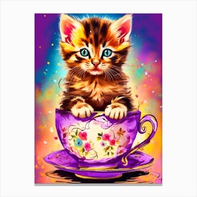 Kitten In A Teacup 1 Canvas Print