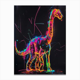 Dinosaur Neon Outlines 2 Canvas Print