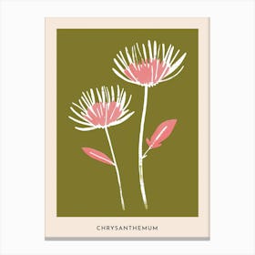 Pink & Green Chrysanthemum 4 Flower Poster Canvas Print