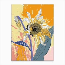 Colourful Flower Illustration Sunflower 3 Canvas Print